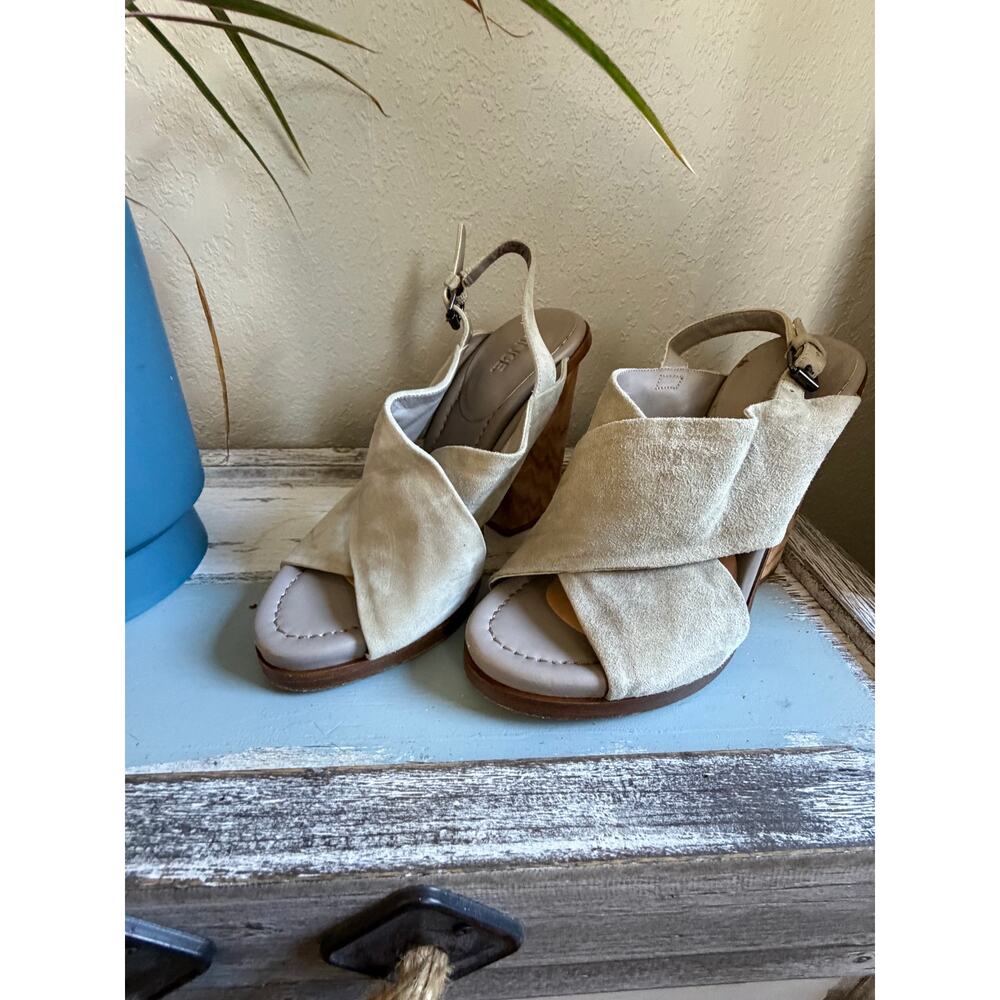 VINCE 'Helena' Sling Crisscross Suede Sandals in Gray (Fossil) Size 7 $395